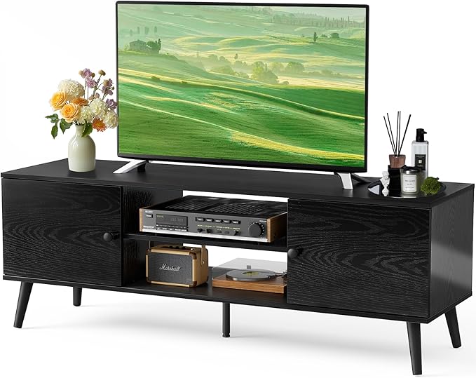 TV Stand for 55 60 inch TV, Entertainment Center with Storage Cabinet