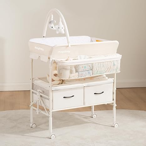 Changing Table with Wheels, Maydolly Portable Foldable Changing Table