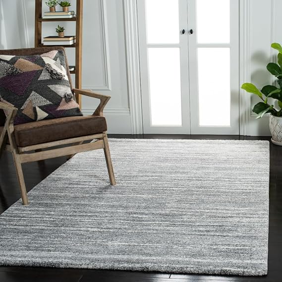 Cyrus Shag Collection Area Rug - 6'7" Round, Grey & Ivory, Modern Abstract Design