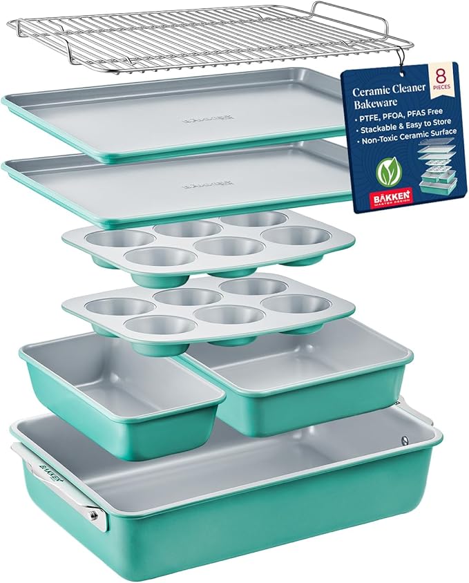 8-Piece Stackable Bakeware Set – Ceramic Non-Stick