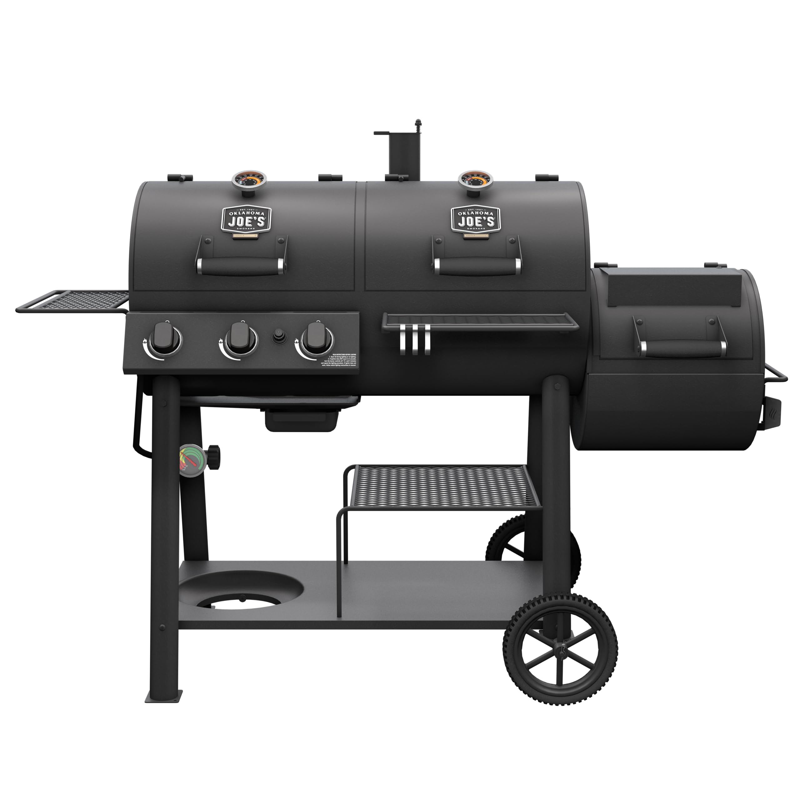 Canyon™ Deluxe Charcoal and Propane Gas Combination Smoker and Grill, Black Steel