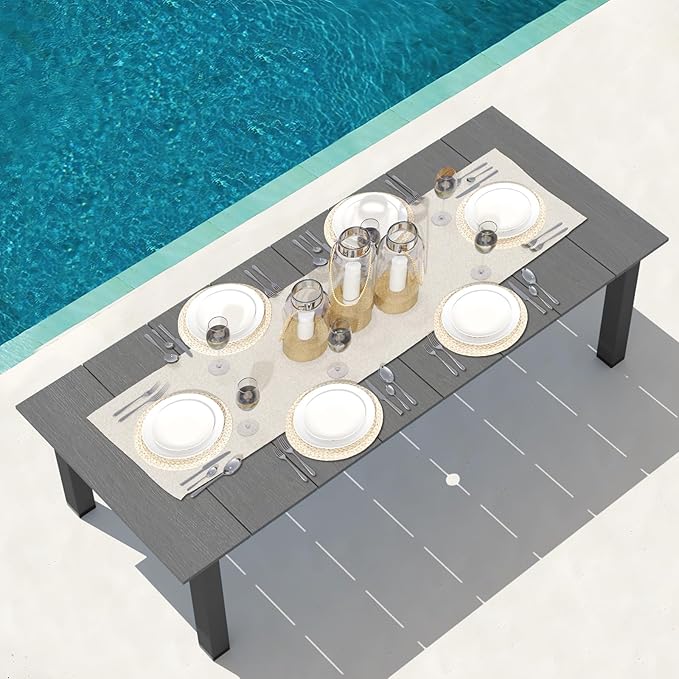 75.2" HDPE Rectangle Outdoor Dining Table for 8
