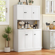 71" Tall Kitchen Pantry Storage Cabinet with Microwave Stand & Door Shelf