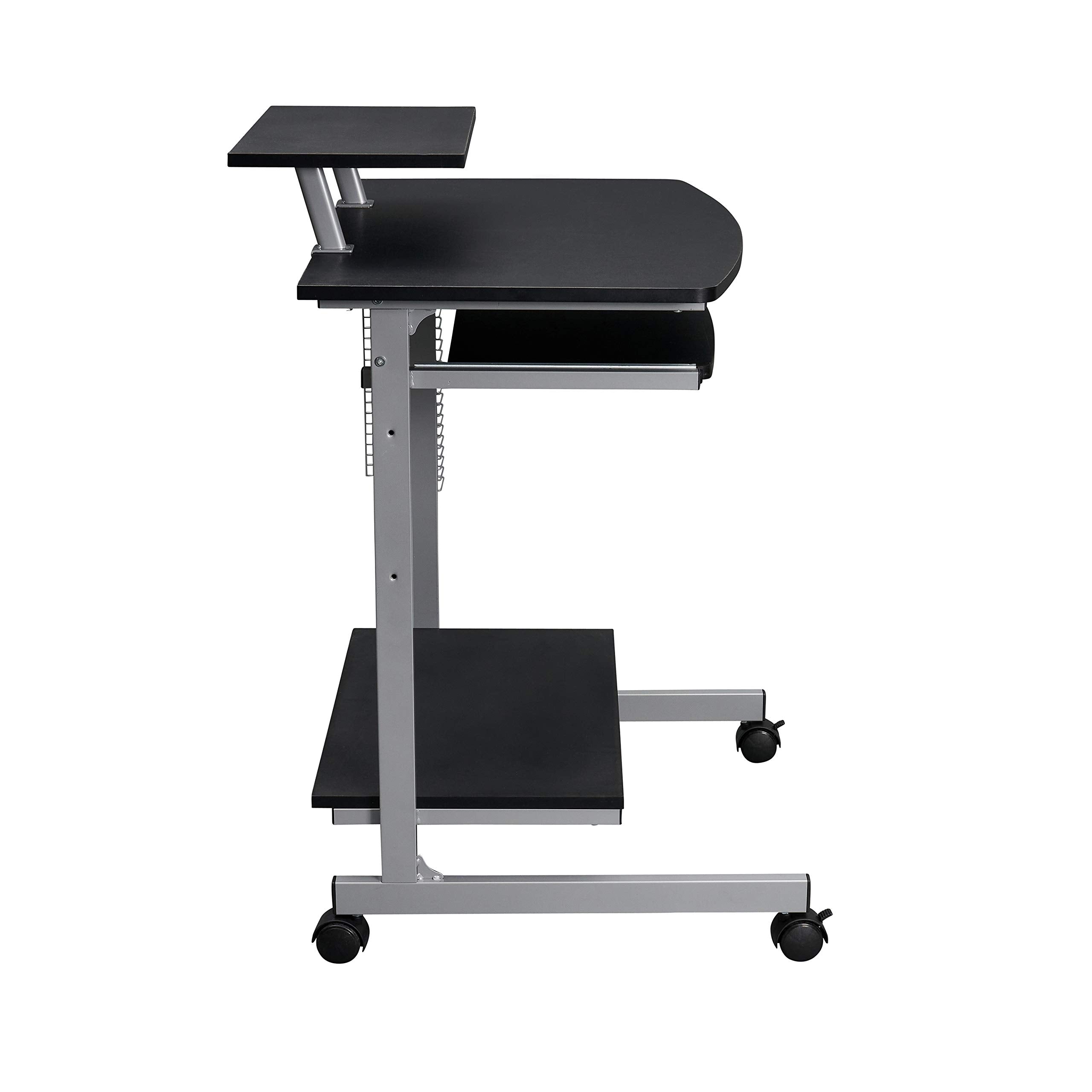 Rolling Mobile Computer Desk/Cart with Storage Shelves