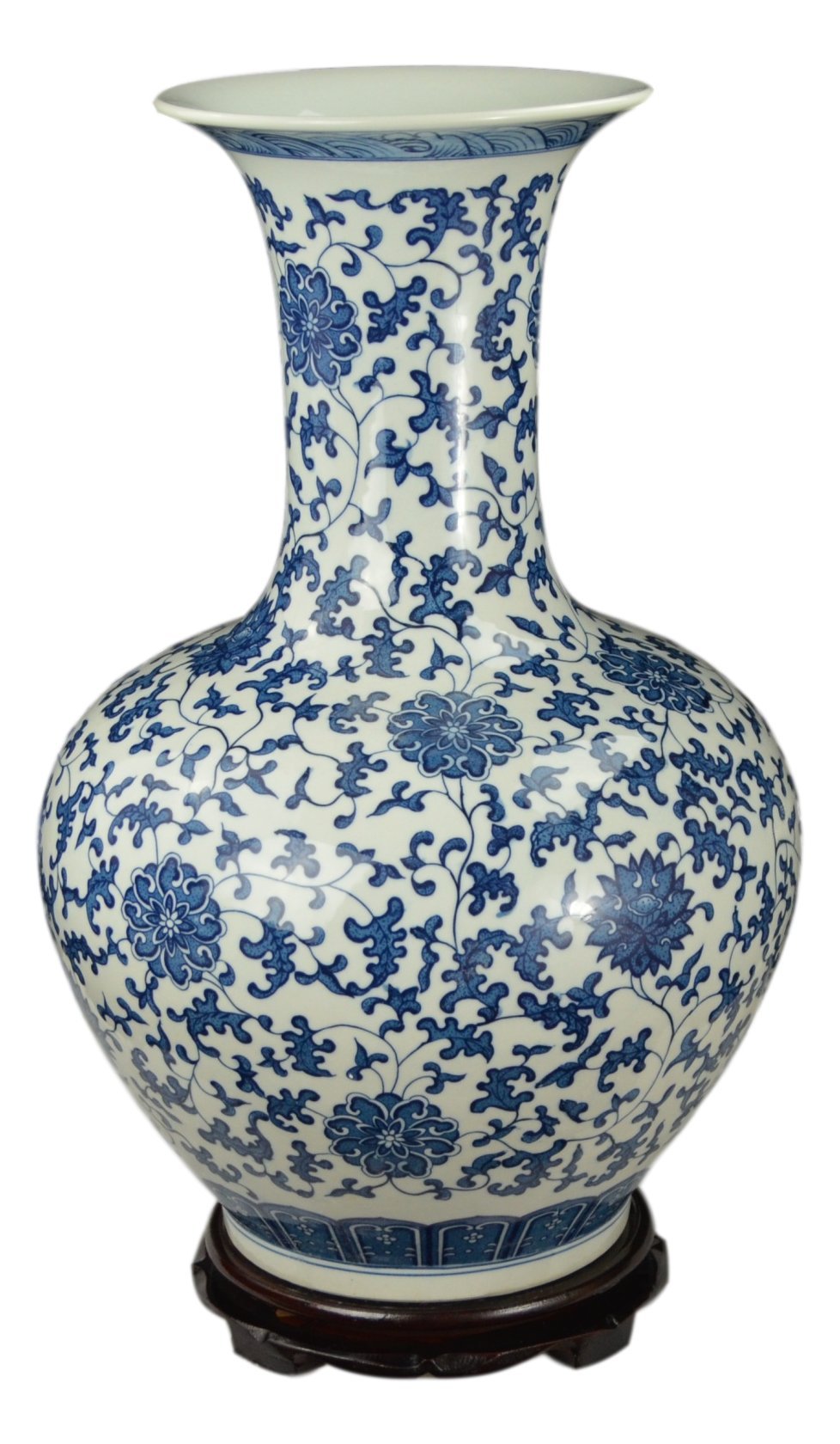 and White Large Floral Porcelain Vase