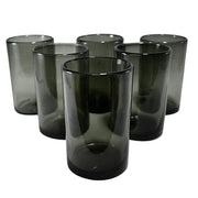 Drinking Glasses Artisan Crafted from Mexico Set of 6 pieces (Smoke, Water 16 Oz.)