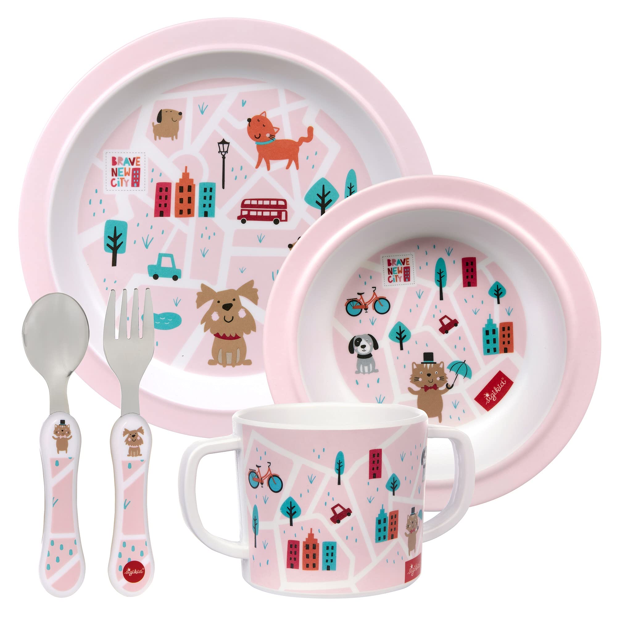 25245 Melamine Set for Girls Pink Dog from 36 Months