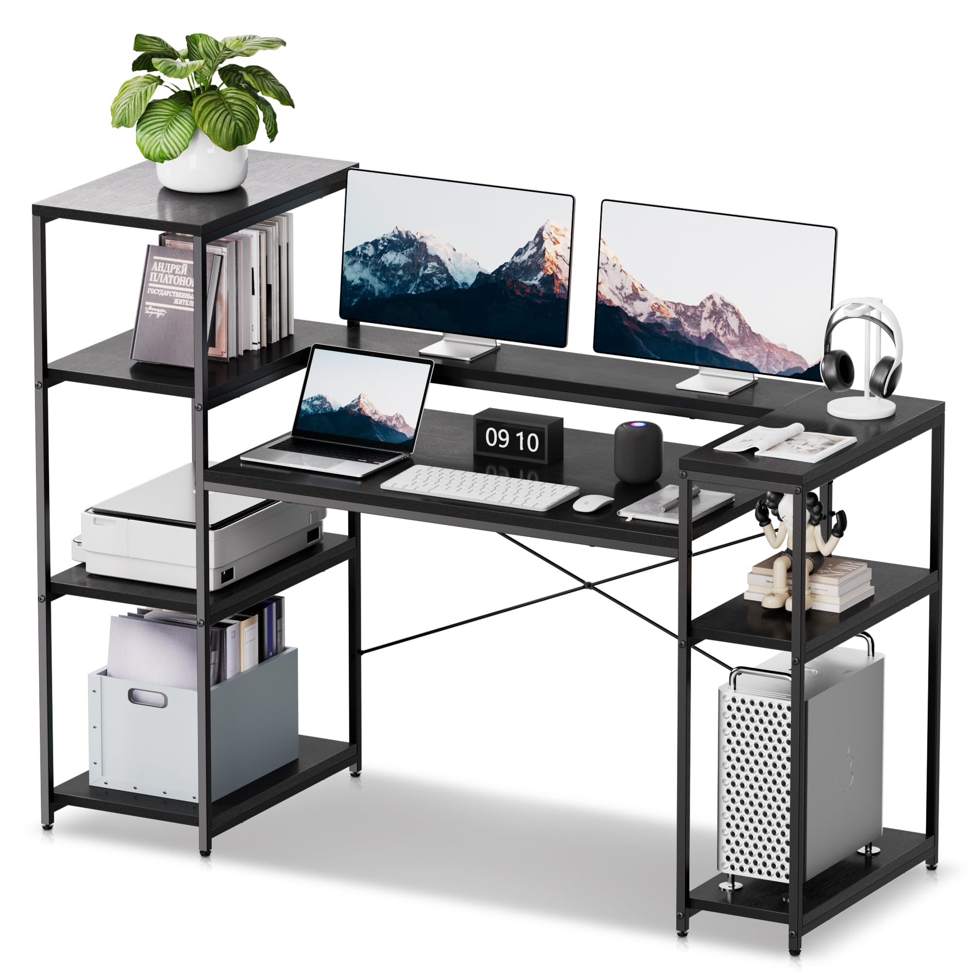 Computer Desk with Storage Shelves, 63 Inch Office Desk,Small Desks