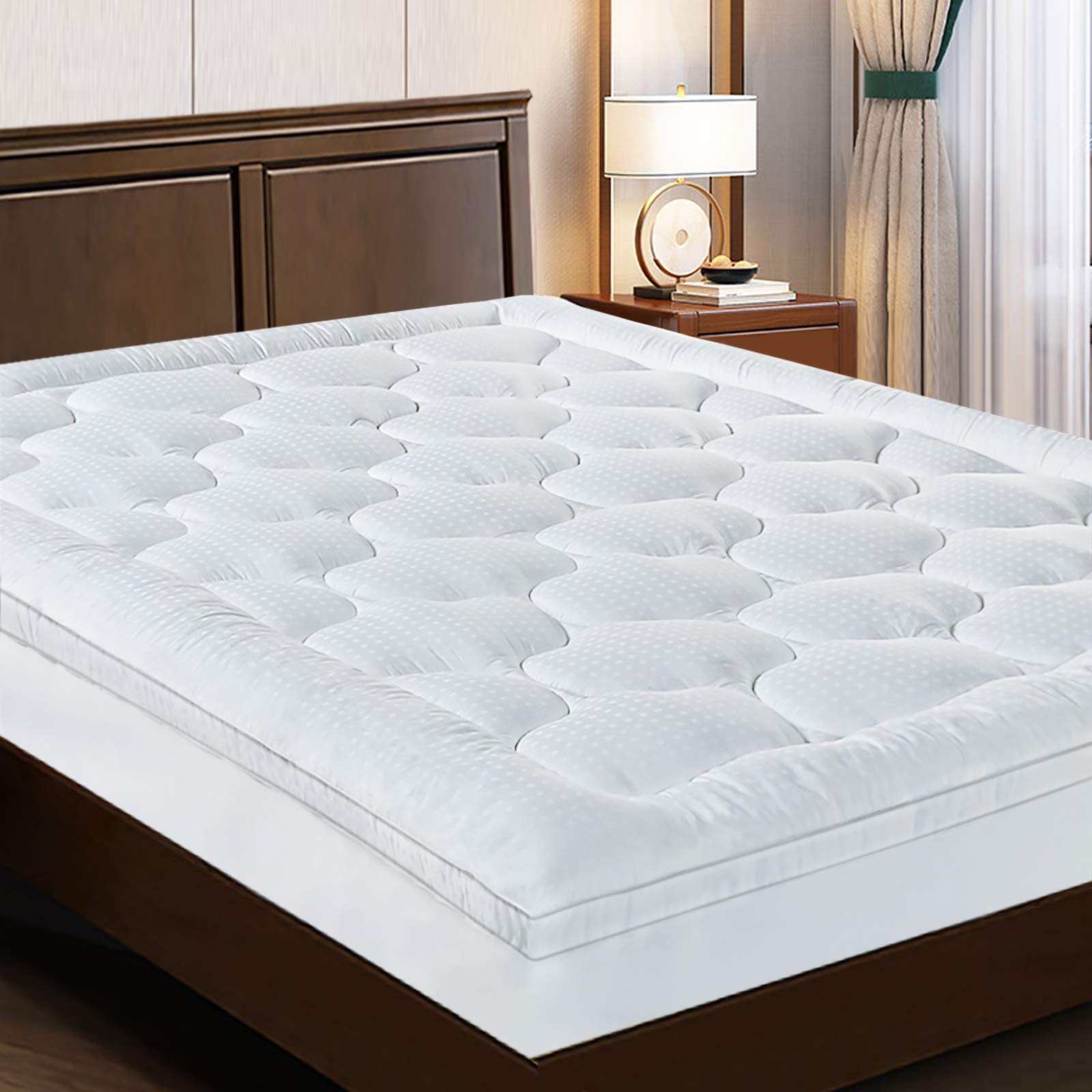 Queen Size Mattress Topper Pillow Top Mattress Cover Quilted Fitted Mattress Protector