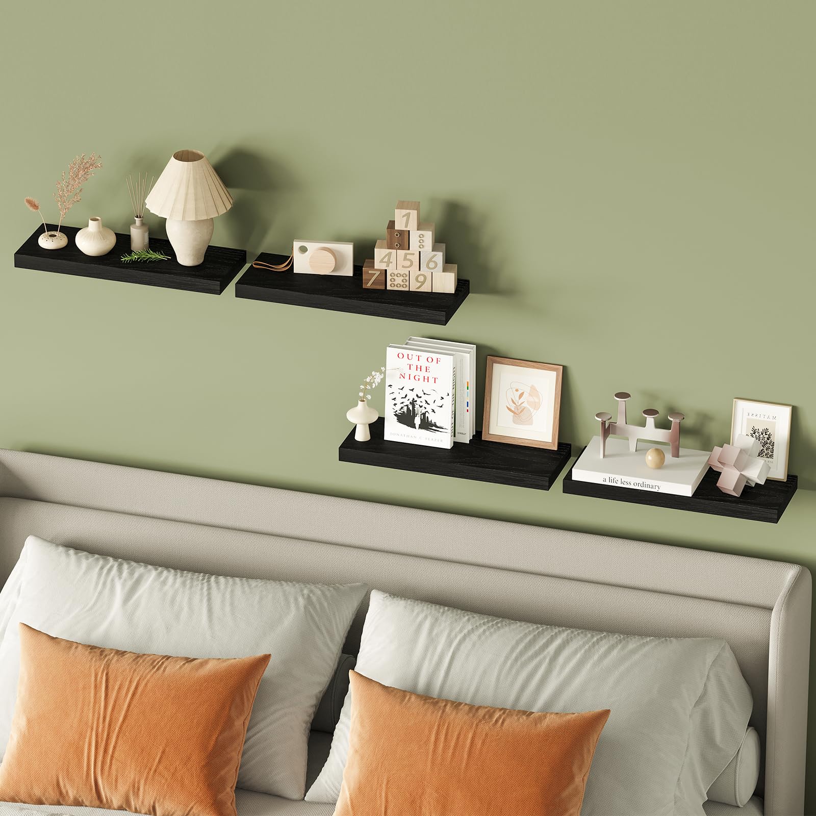 Floating Shelves for Wall, Wall Mounted Rustic Wood Shelves for Bathroom, Living Room