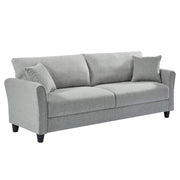 Century Modern Couch 3 Seater Sofa with 2 Throw Pillows, Linen Fabric Upholstered