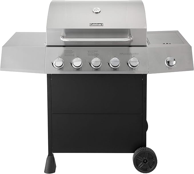 4-Burner Gas Grill, 44,000 BTU Stainless Steel Full Size Propane Grill with Cast Iron Grates