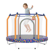 Mersco 55" Toddler Trampoline for Kids 2-5, 440lbs Indoor & Outdoor Mini Trampoline with Net, Basketball Hoop, for Boys & Girls