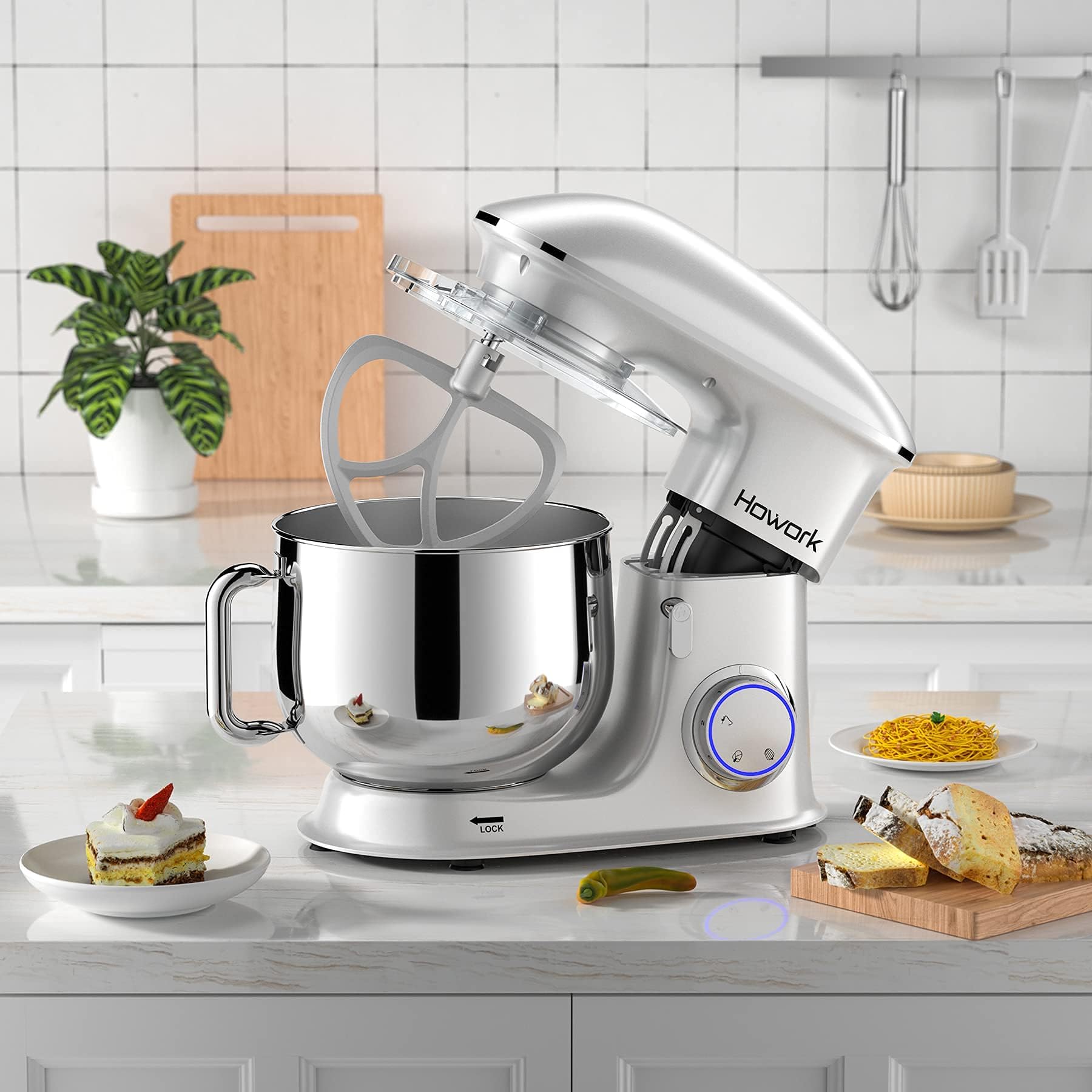 8.5QT Stand Mixer, 660W 6+P Speed Tilt-Head
