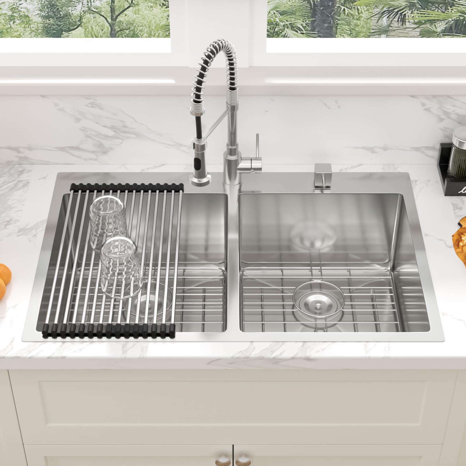 33 Inch Drop In Kitchen Sink Double Bowl - 33 x 22 Drop Sink Stainless