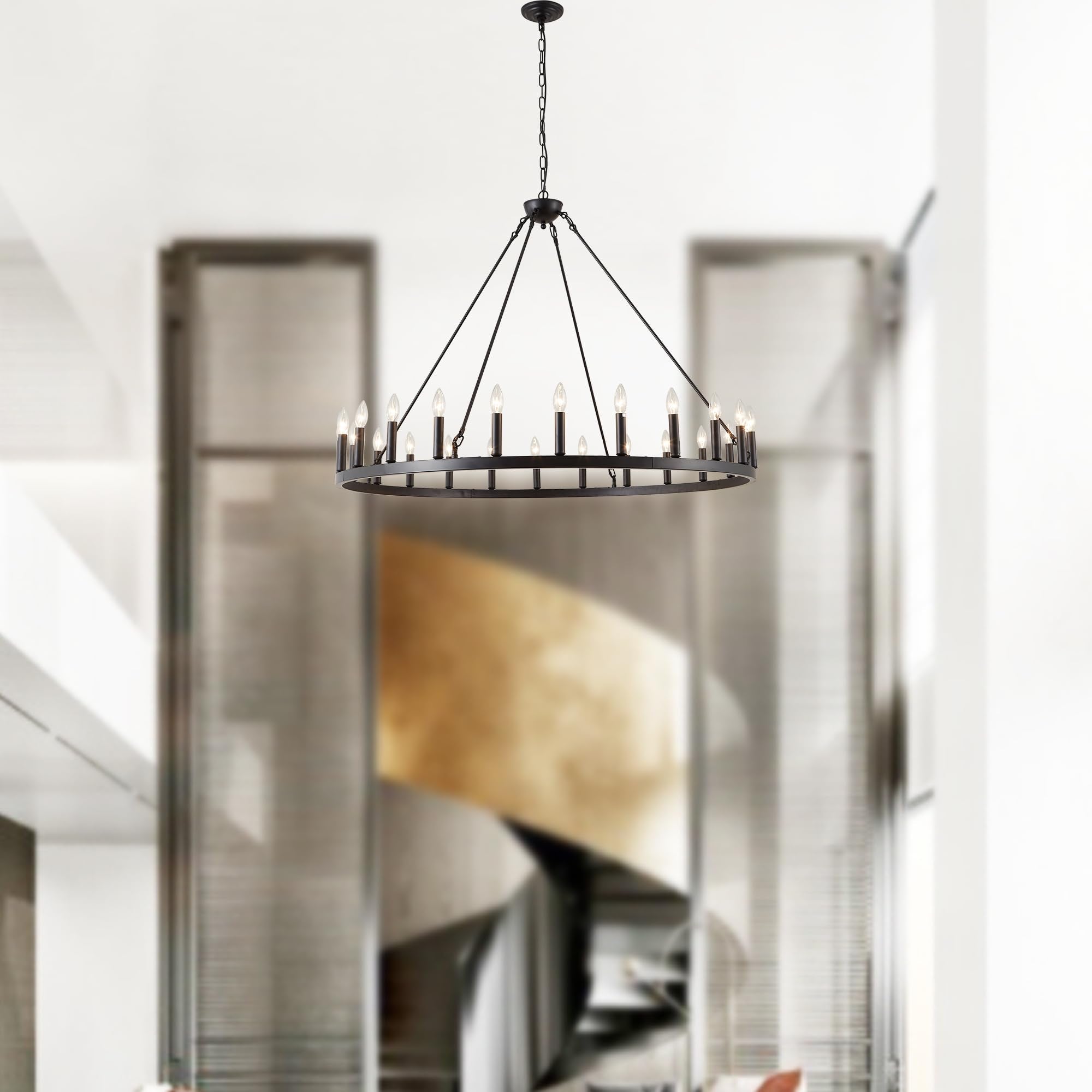 Wagon Wheel Lighting Round Chandelier for Dining Room Large Chandeliers for High