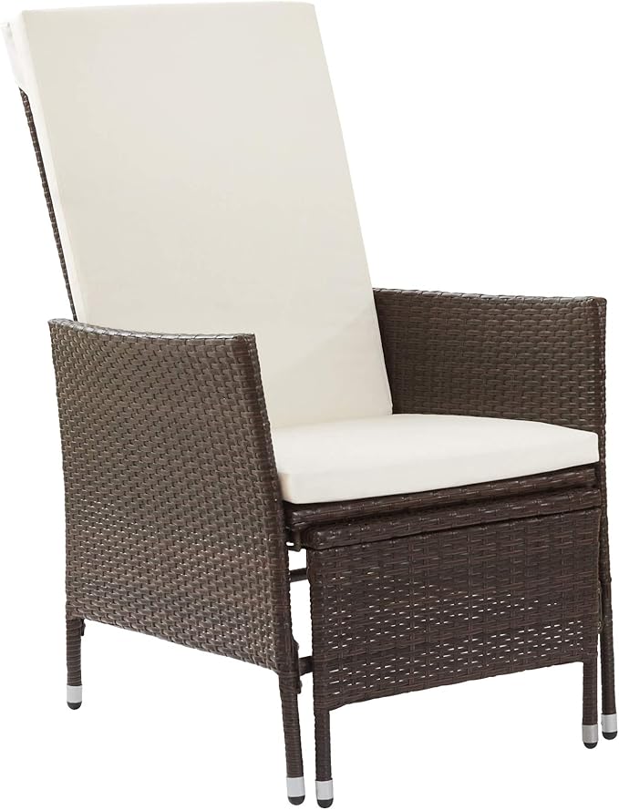 Outdoor PE Rattan Dining Set for Four, Removable Water-Resistant Cushions