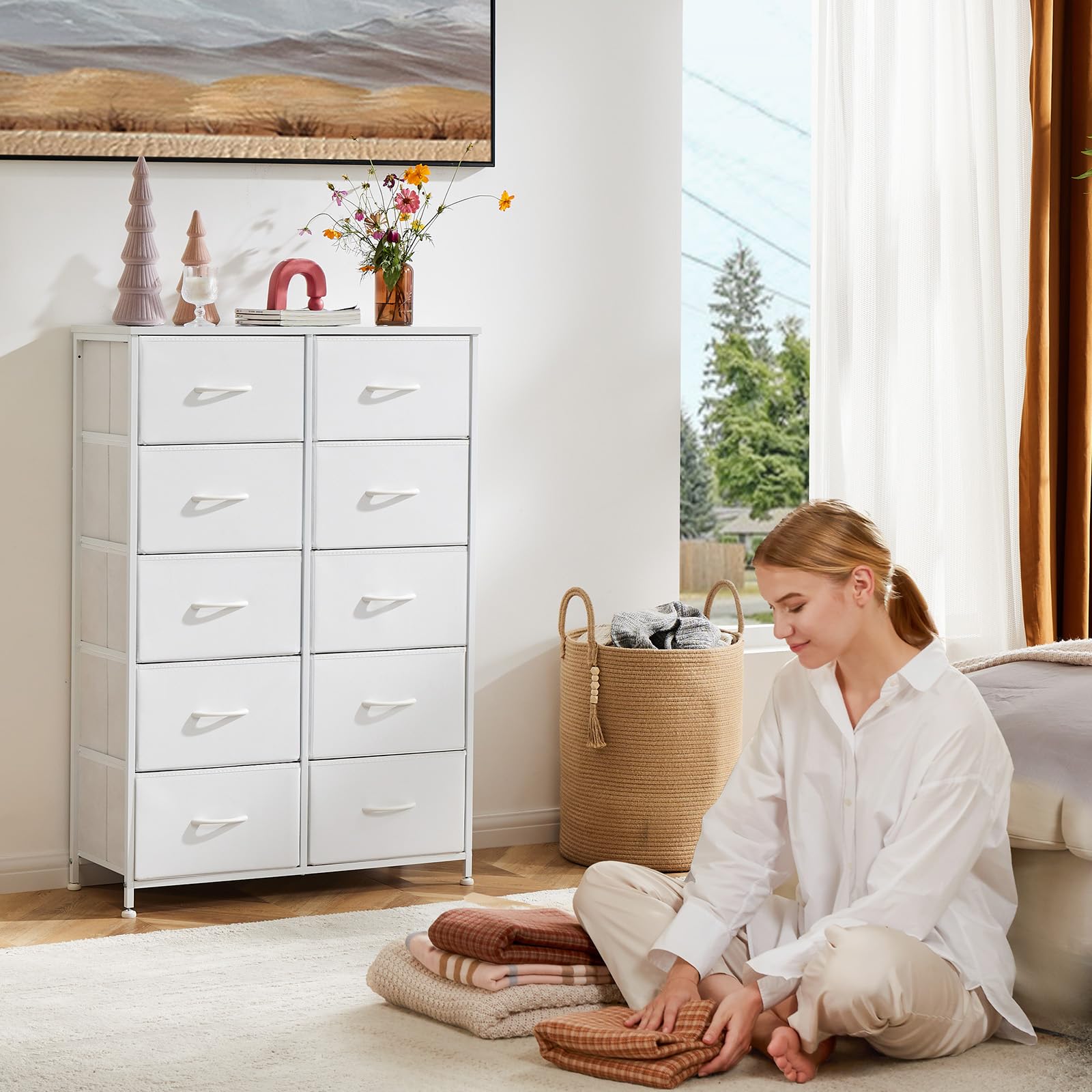 Dresser, Tall Dresser for Bedroom, Drawer Dresser