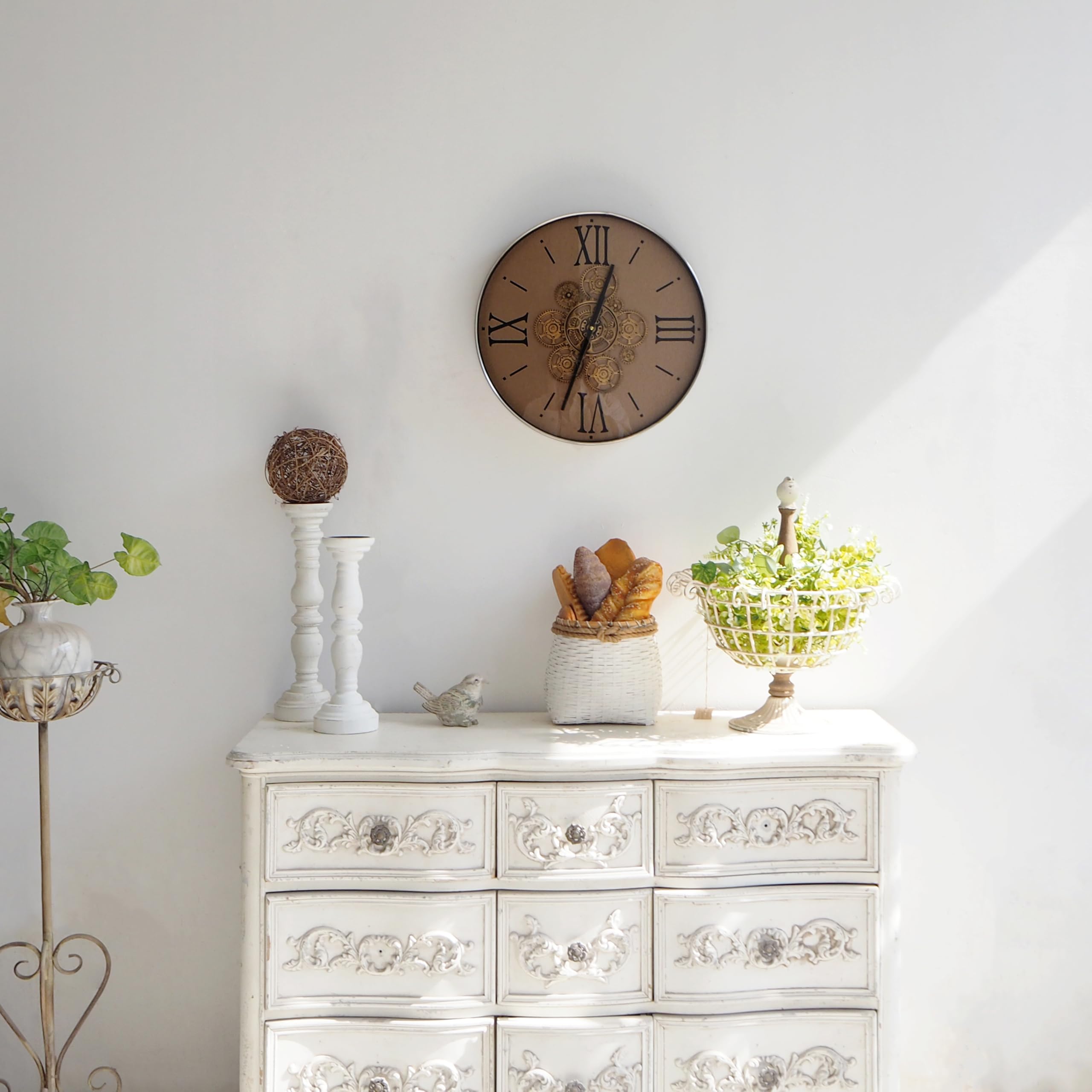 18 Inches Moving Gear Wall Clock, Rustic Silent Wall Clock Non Ticking