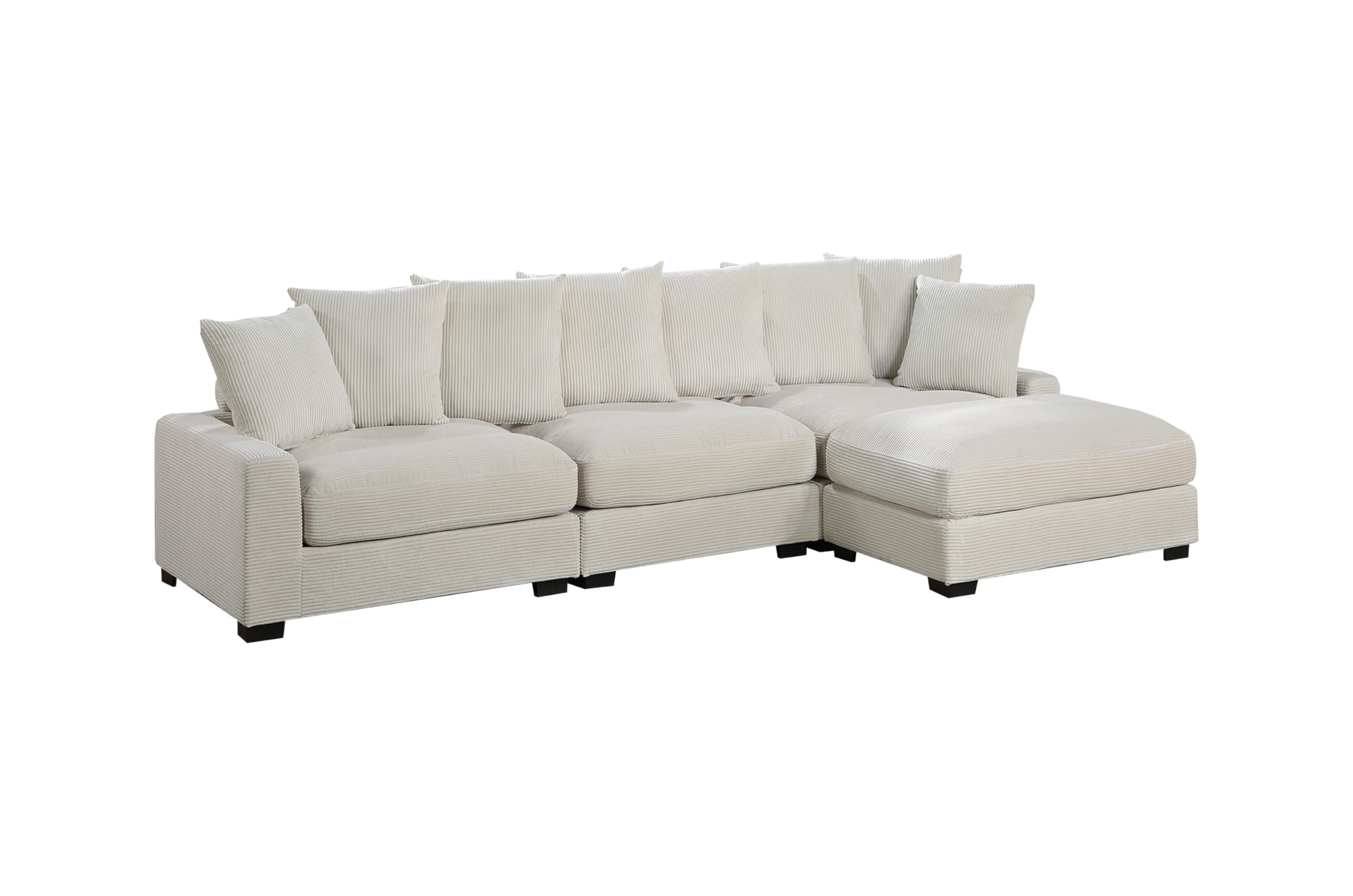 127" Sectional Sofa Modular Deep 3-Seat Sofa Couch