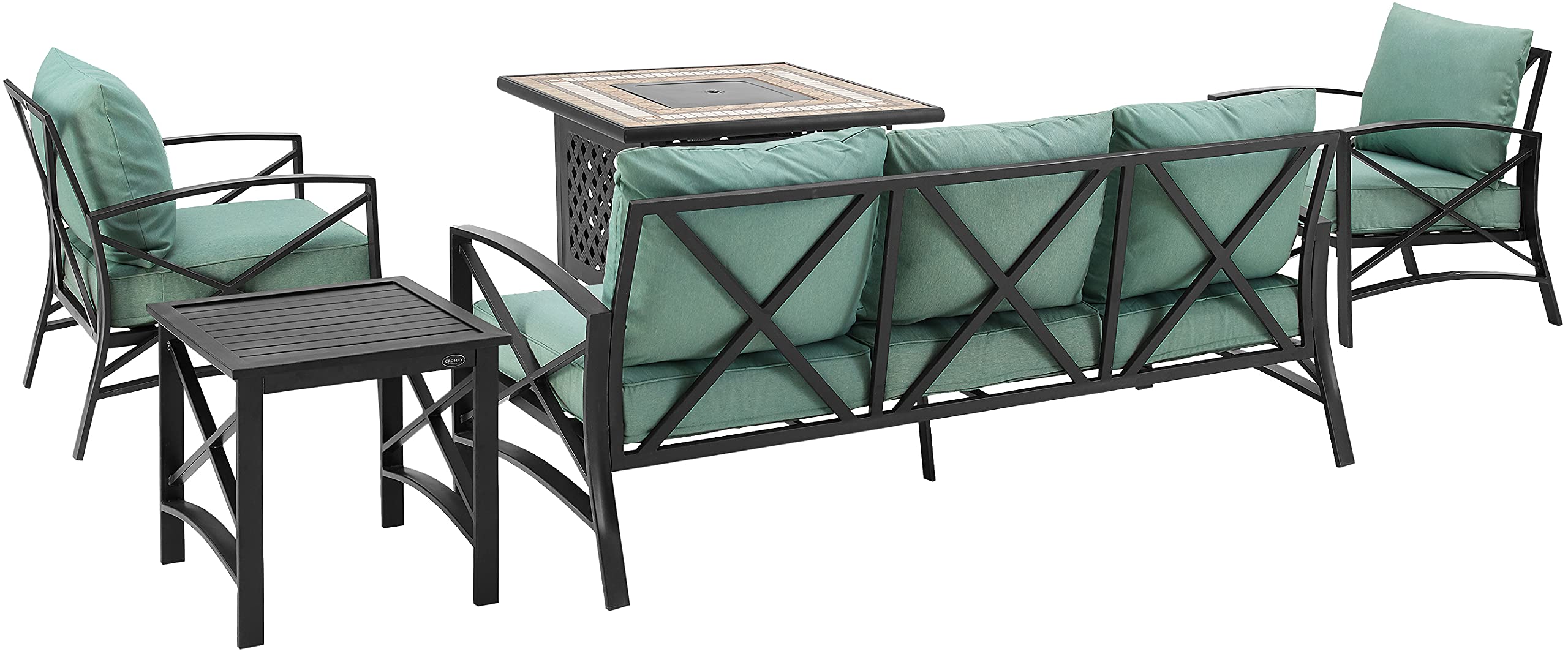 Kaplan 5-Piece Outdoor Sofa Patio Furniture Set with Propane Gas Fire Pit Table