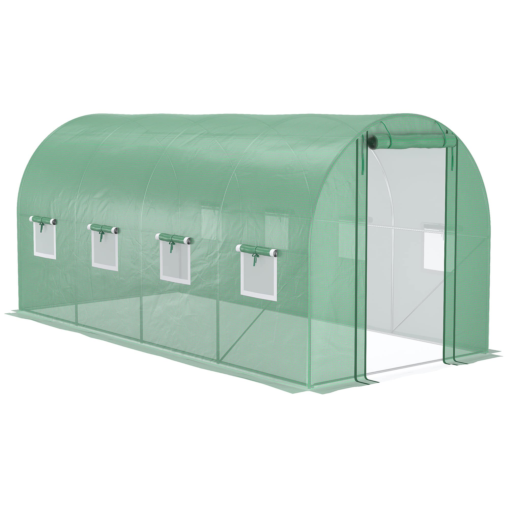 14.6' x 6.6' x 6.6' Walk-in Tunnel Hoop Greenhouse with Mesh Door & 8 Windows