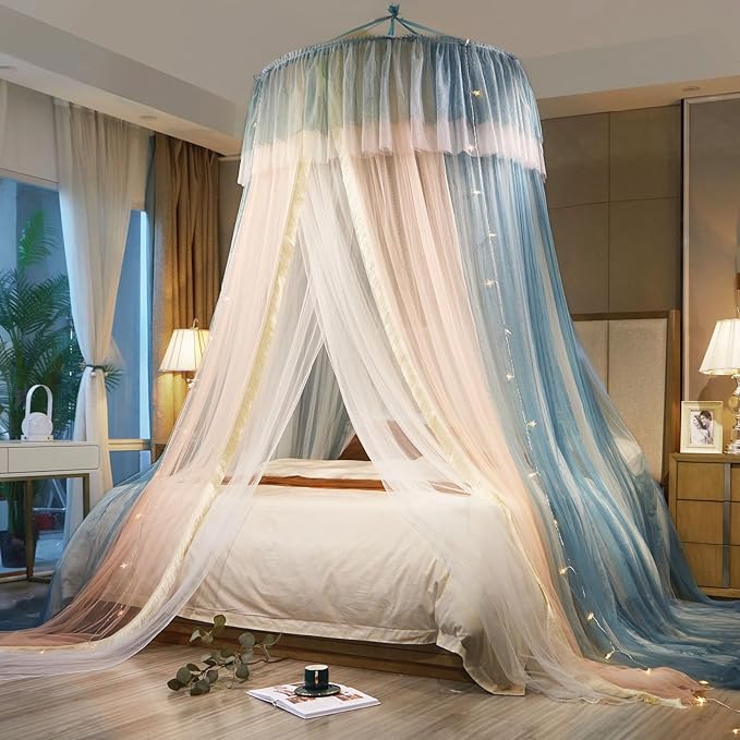 Princess Bed Canopy for Girls & Adults, Elegant Double-Layer Bed Curtain