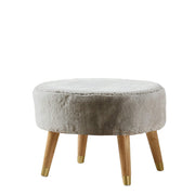 Gray Heavy Faux Fur Oval Ottoman, 22'' x 18'' x 18'',Ottomans and Poufs