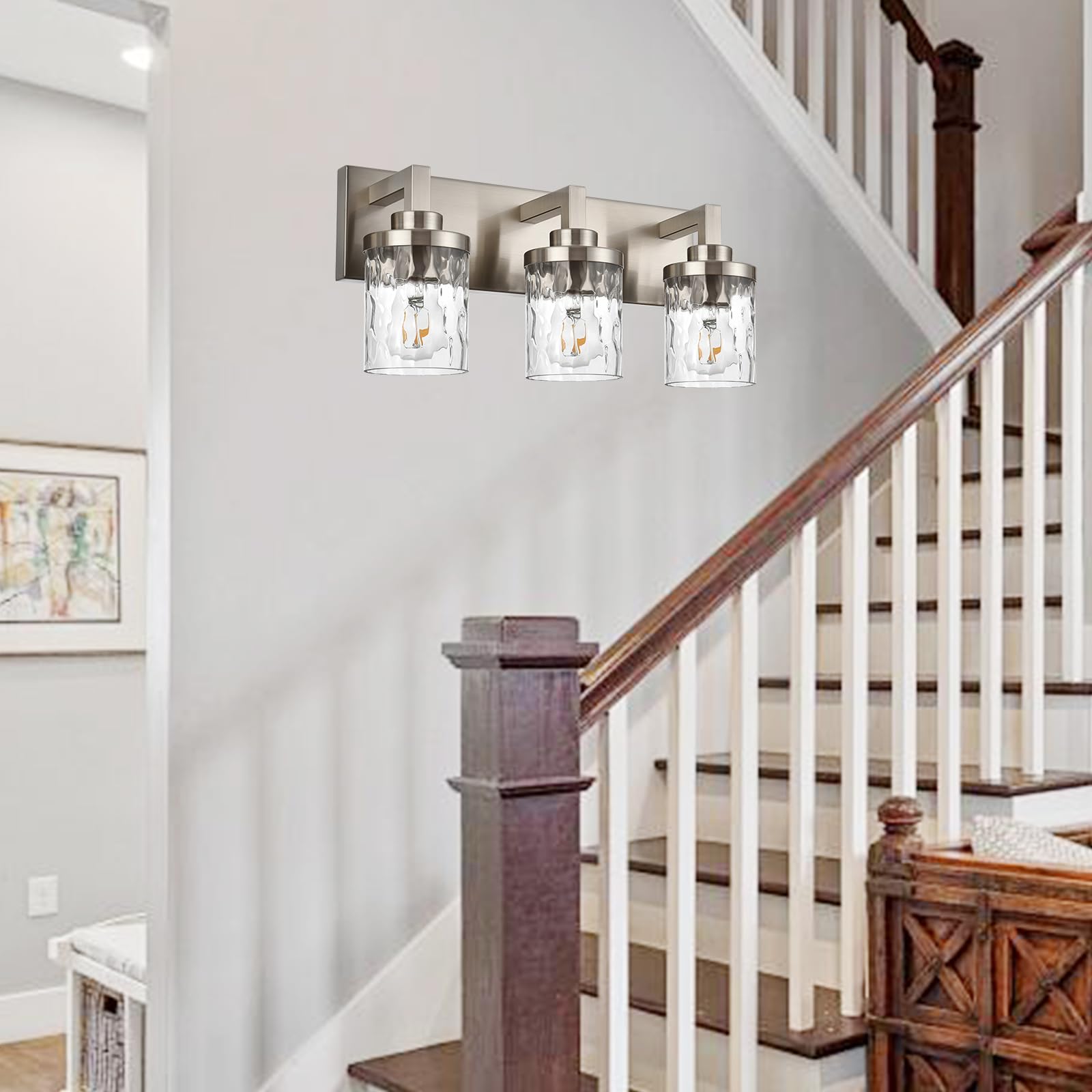 3 Light Bathroom Vanity Light Brushed Nickel Modern Bathroom Wall Sconce Lighting