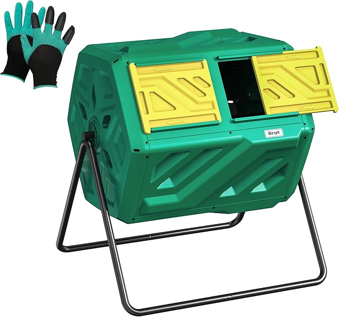 Compost Bin Outdoor 43 Gallon Garden Dual Chamber Composter Bin