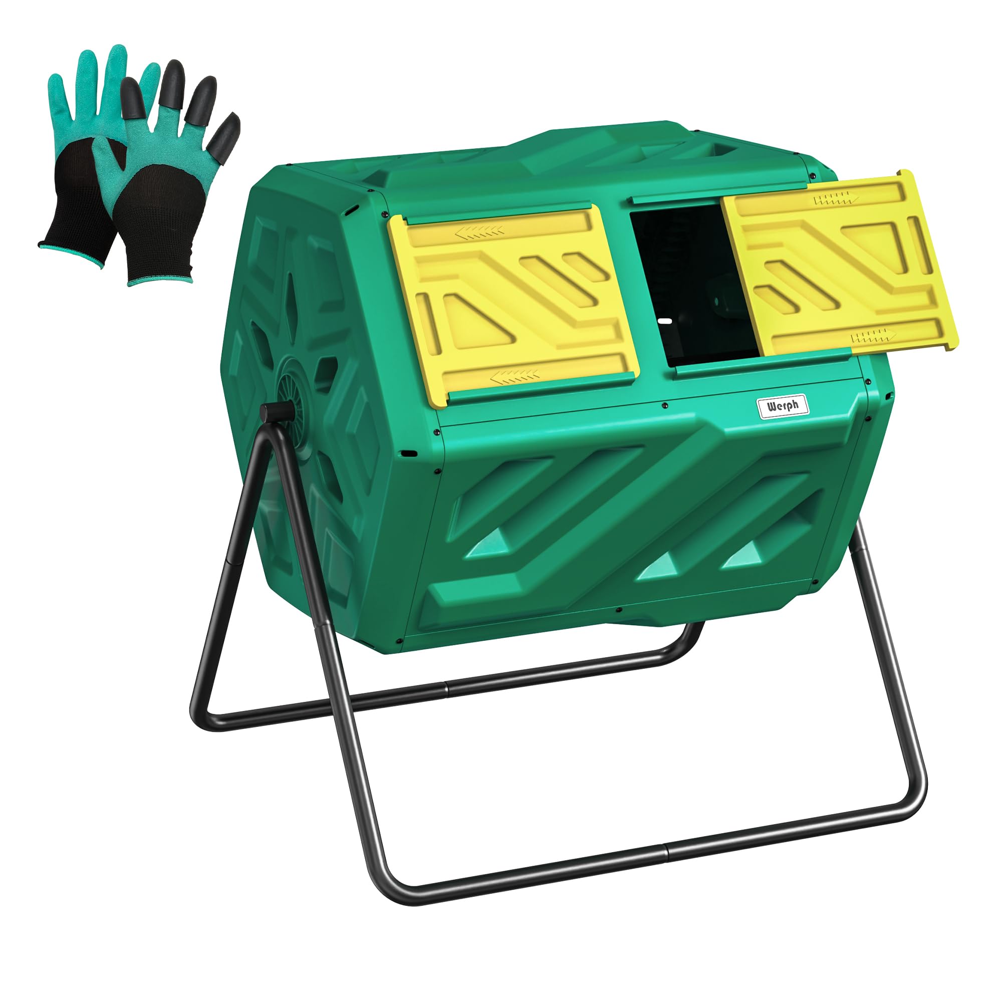 Compost Bin, Outdoor Composter, Fast Assembly 43 Gallon Dual Chamber Outdoor