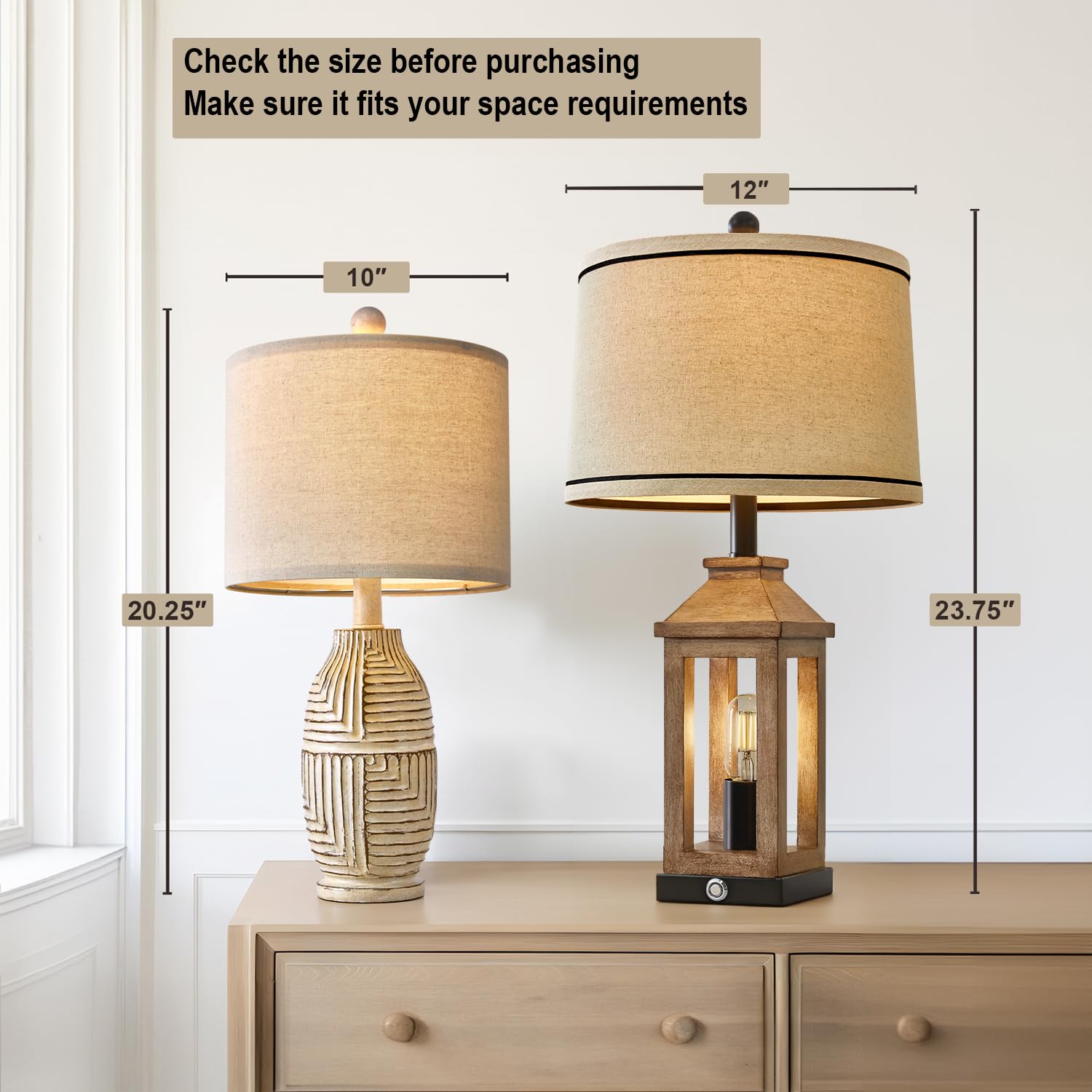 Table Lamps Set of 2 Farmhouse Lamps for Living Room Bedroom Boho Small