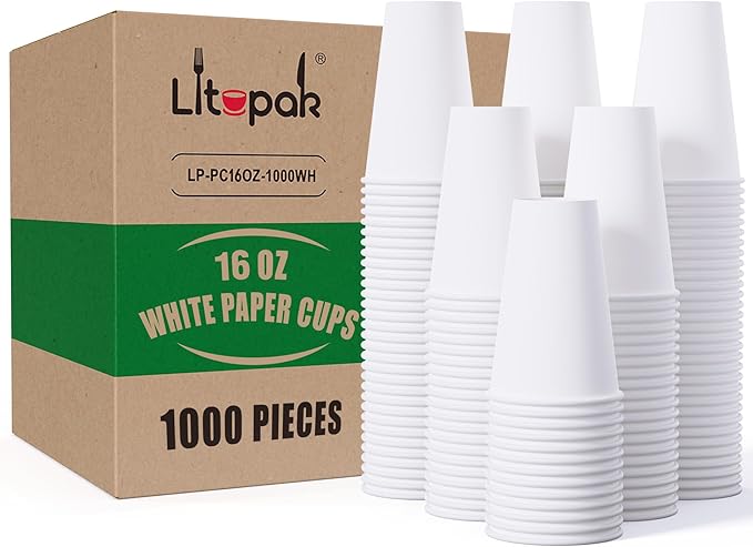 1000 pack Paper Cup 12 oz, Bulk White Paper Cups