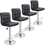 4 Adjustable Swivel Barstools, Modern PU Leather Kitchen Counter Bar Stools