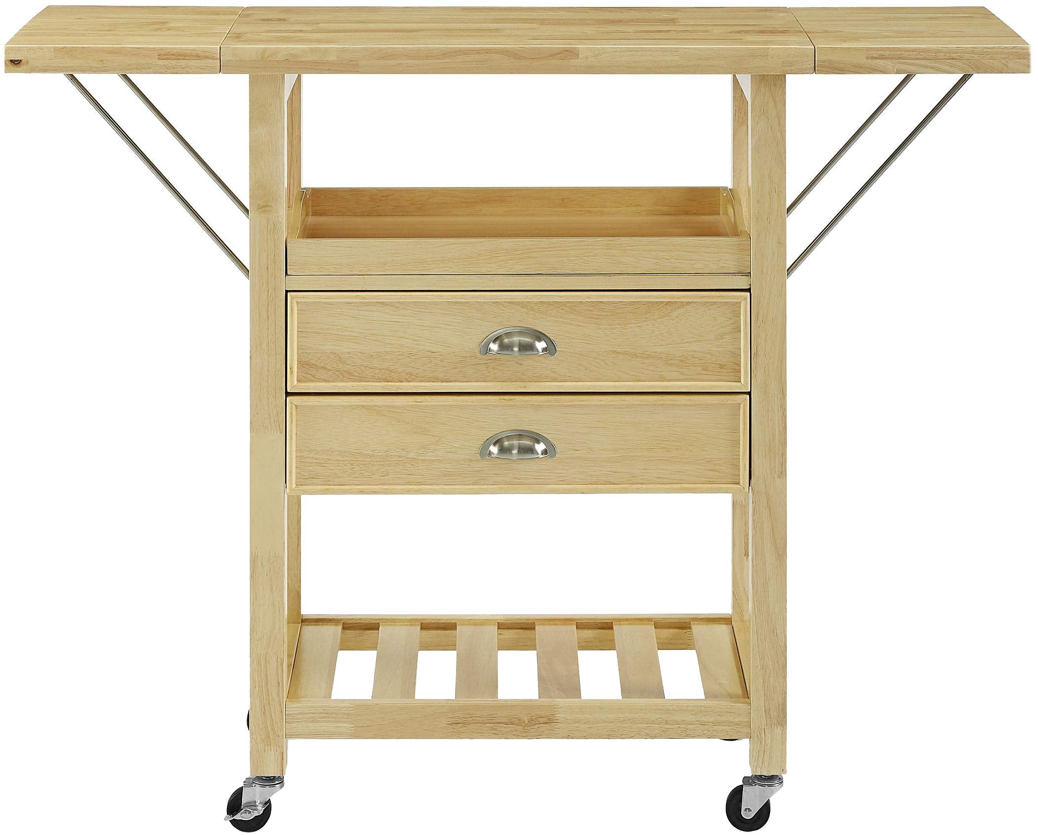 Bristol Drop Leaf Rolling Kitchen Cart with Serving Tray and Shelves