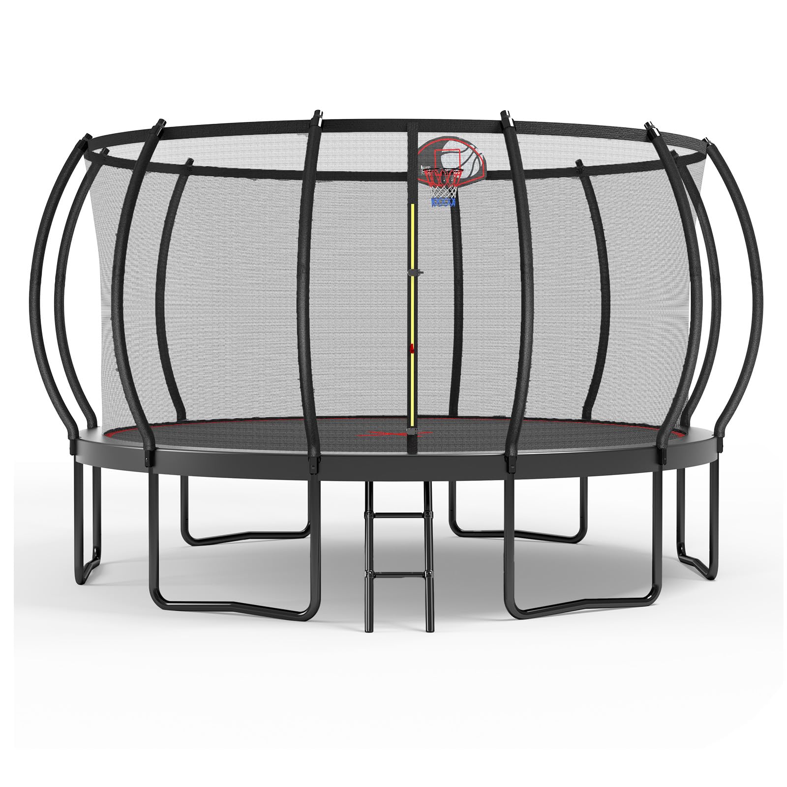 14FT Outdoor Trampolines with Basketball Hoop, Trampoline Outdoor with Net