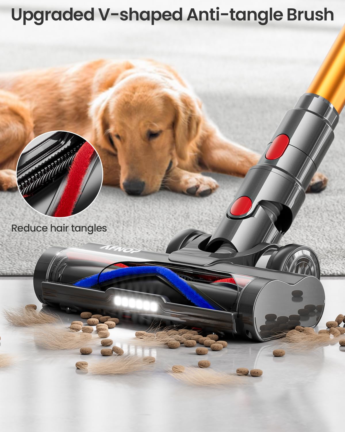 Cordless Vacuum Cleaner, 45Kpa 550W 65Mins Self-Standing Vacuum Cleaners for Home, Stick Vacuum with Touch Screen, Anti-tangle Brush, Rechargeable Vacuum Cordless for Pet Hair, Carpet, Hardwood Floor