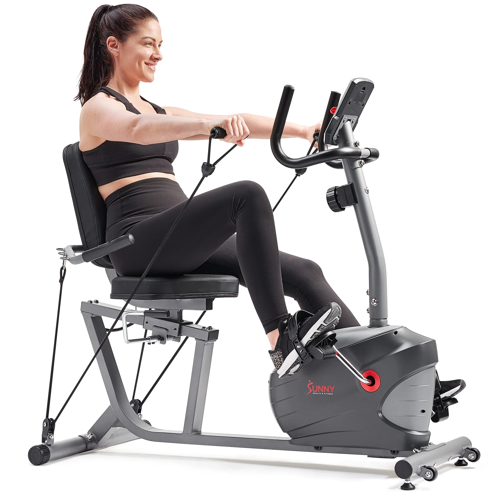 Fitness Smart Magnetic Recumbent Exercise Bike Trainer w/Arm Exerciser