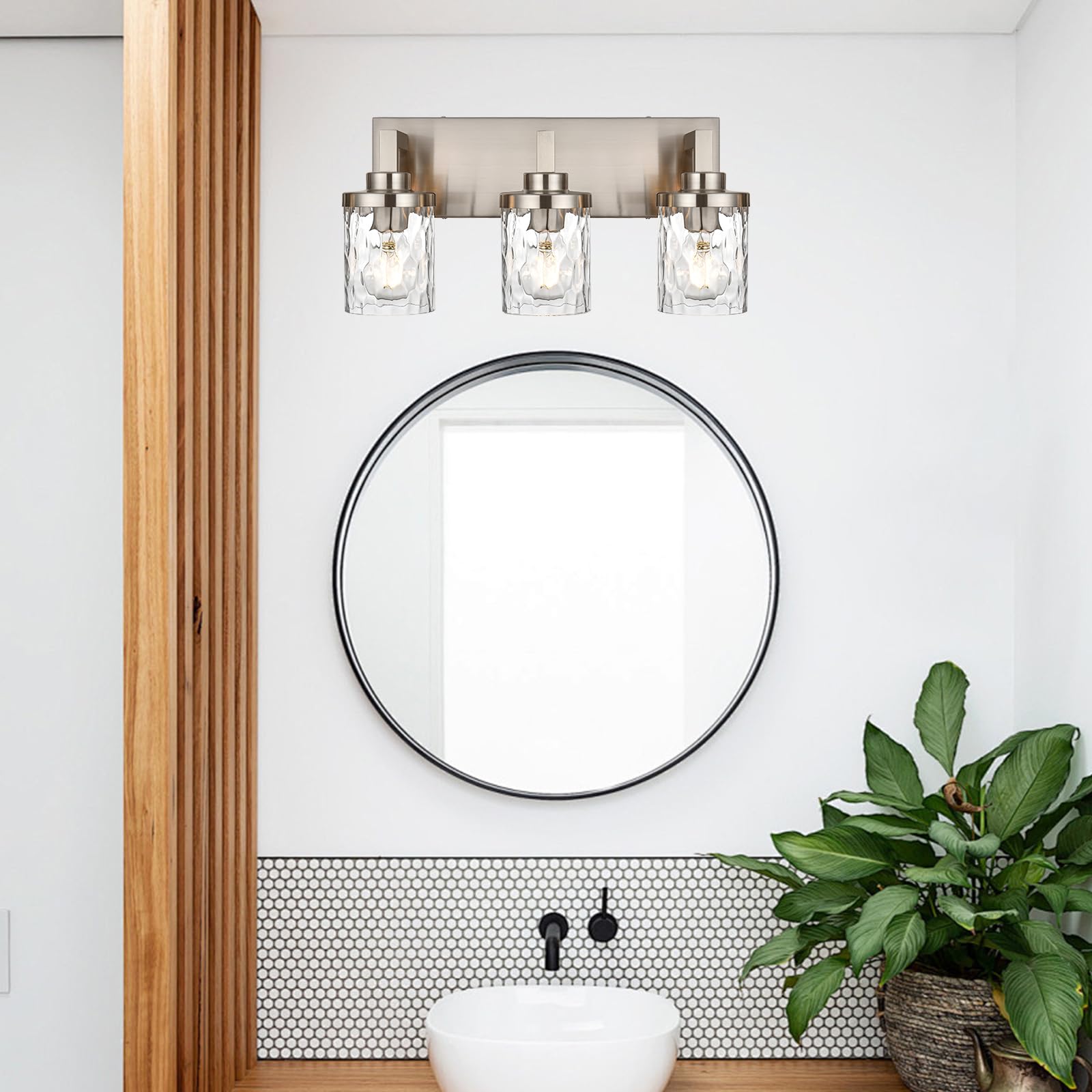 3 Light Bathroom Vanity Light Brushed Nickel Modern Bathroom Wall Sconce Lighting