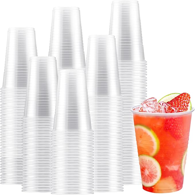 300 Count 16 oz Plastic Cups, Clear Plastic Cups Disposable