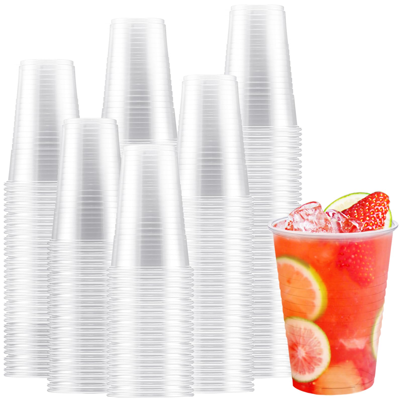 300 Count 16 oz Plastic Cups, Clear Plastic Cups Disposable