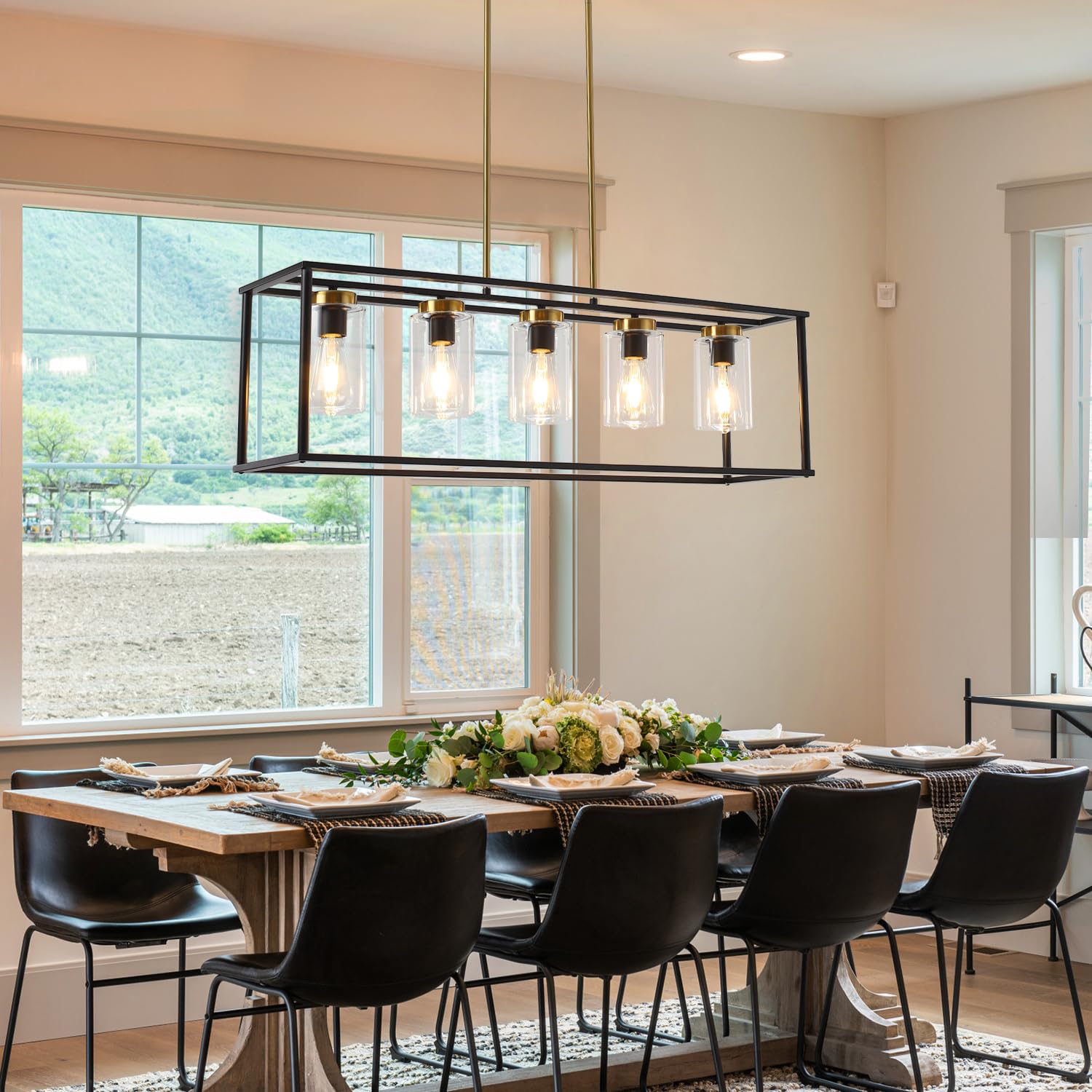 Island Lights for Kitchen, 5 Light Industrial Lighting,36 Inch