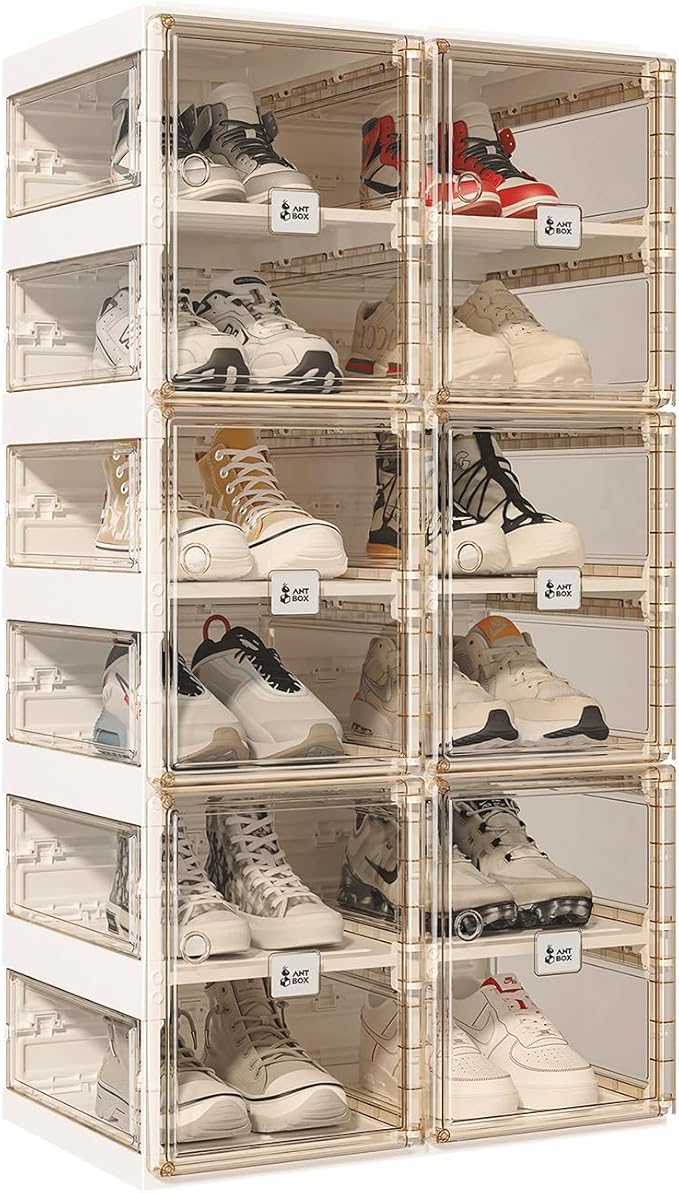Foldable Shoe Rack,Shoe Organizers for Closet Plastic Shoe Storage Box for Entryway