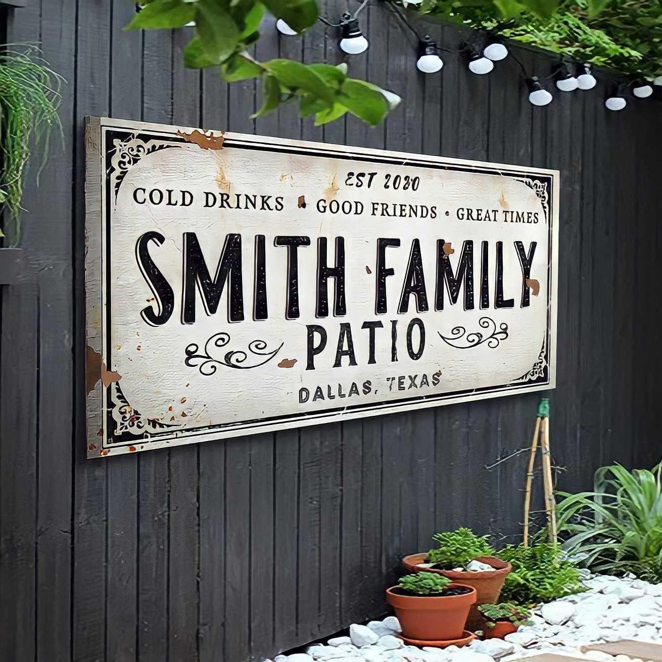 Patio Sign - Personalized Patio Wall Canvas Art Decor for Backyard