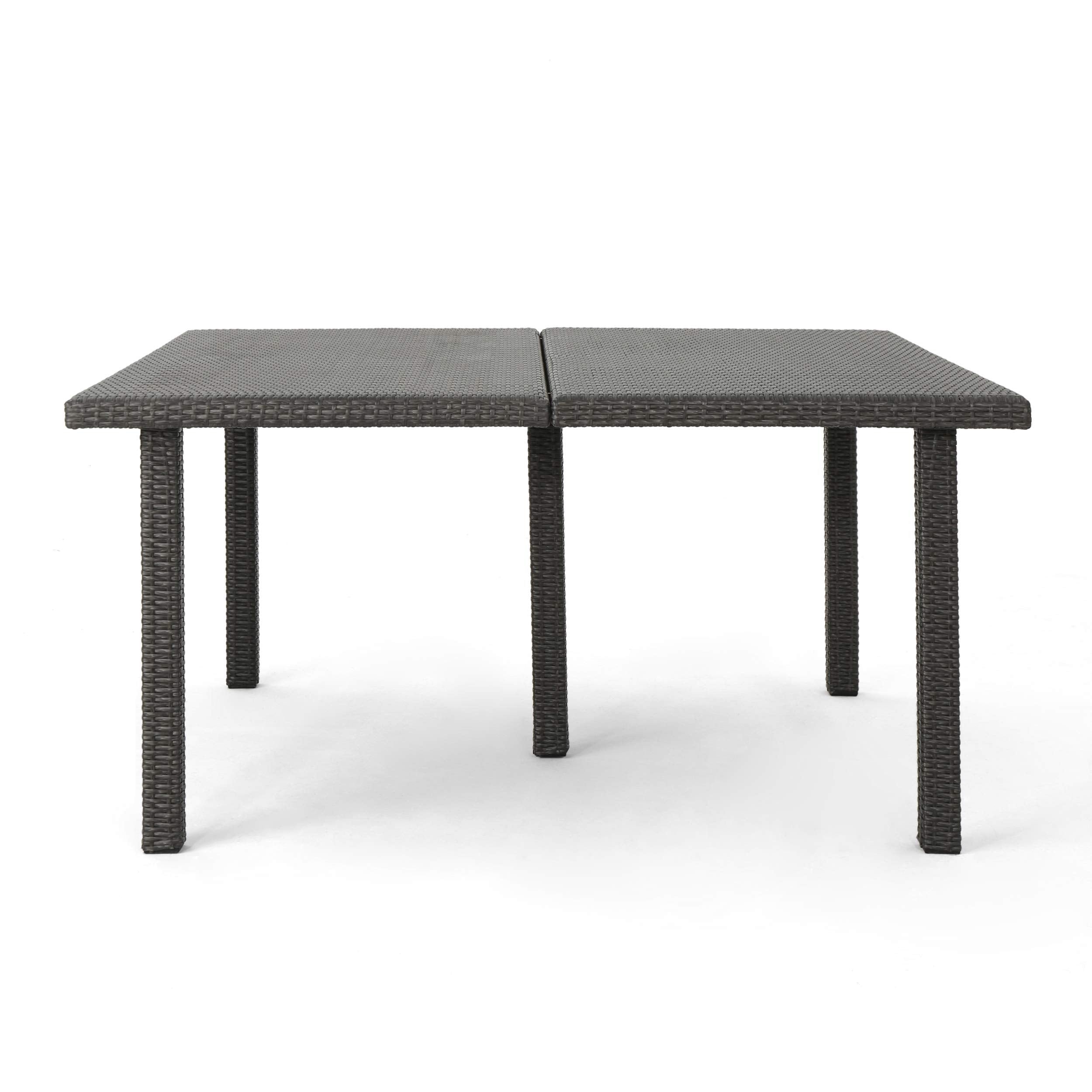Great Deal Furniture Fern Outdoor 64 Inch Grey Wicker Square Dining Table