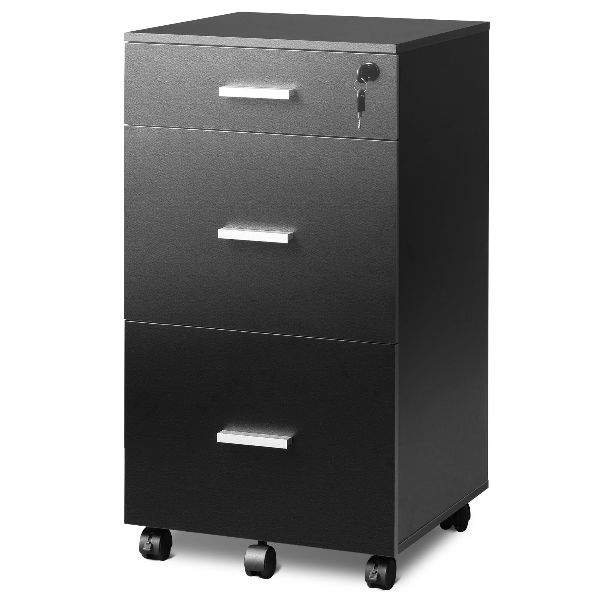 Wood Filing Cabinet fits Letter / A4 Size for Home Office, Black