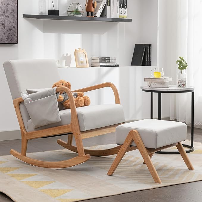 Rocking Chair Nursery, Rocker Glider Chair for Nursery High Back, Accent Living Room