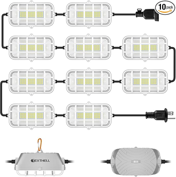 Construction String Lights, 150W Super Bright 15000LM Plug in Linkable String