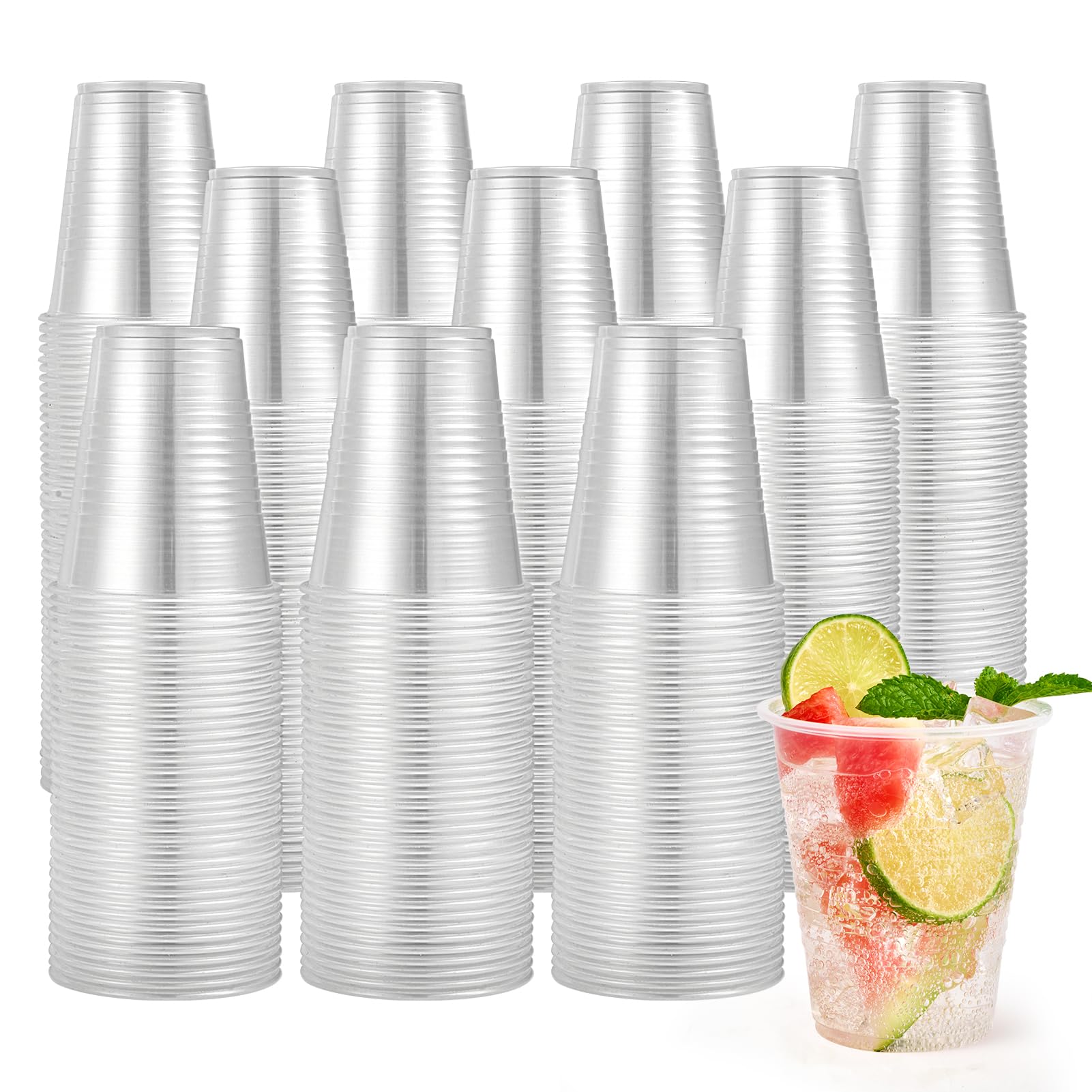 1000 Pack 12oz Plastic Cups,Disposable Clear Drinking Cups