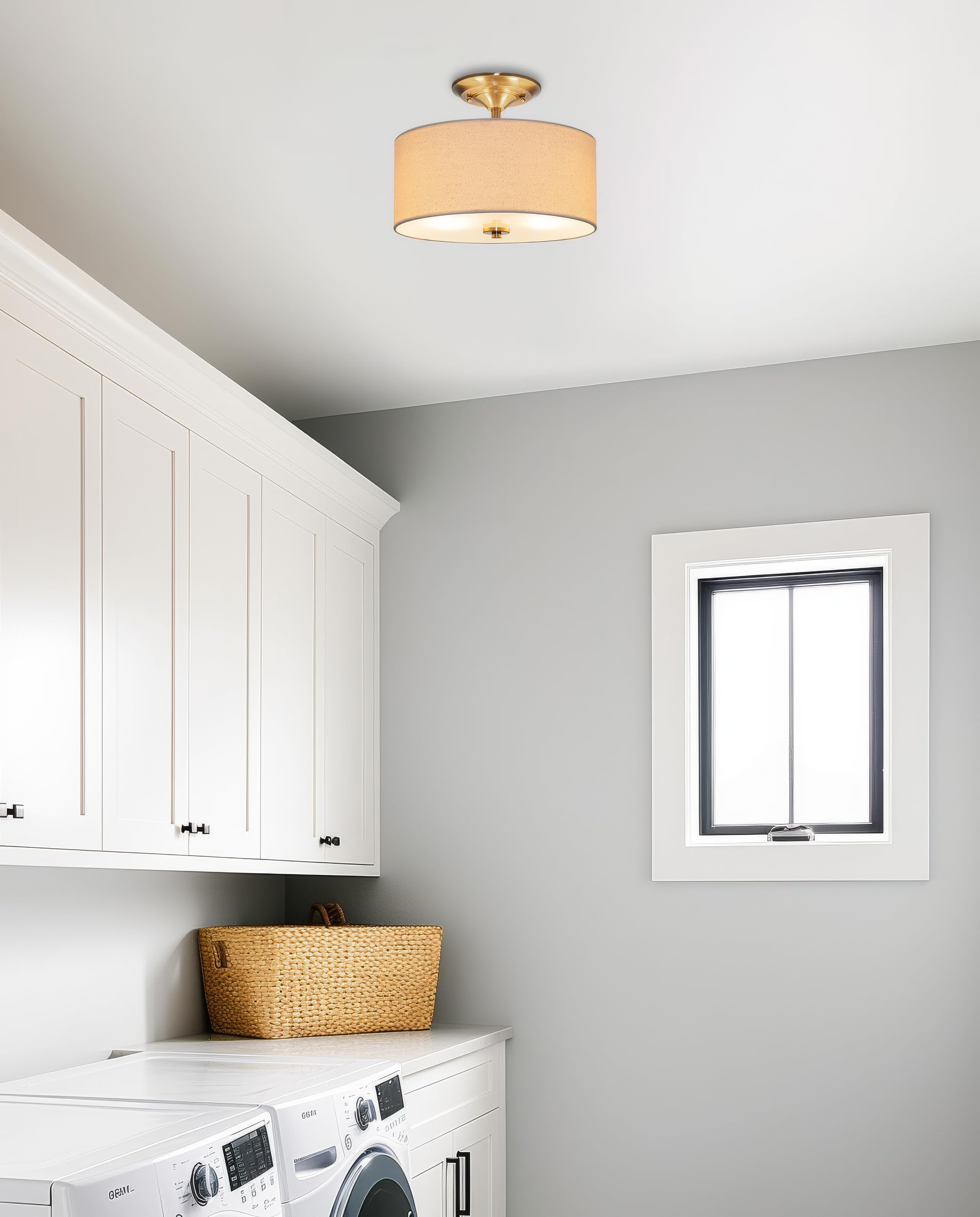 13" 2-Light Semi-Flush Mount Ceiling Light Fixture with Off-White